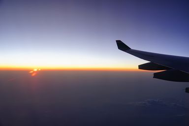 エバー航空190便からの夕日
