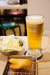 串カツ田中 生ビールとキス串