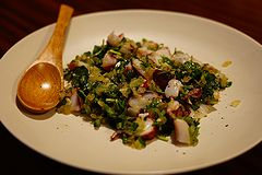 タコとクレソンの炒め物