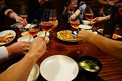 軽井沢の別荘 朝から乾杯